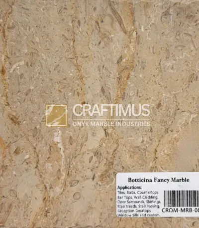 Botticina Fancy Marble, beige color, perfect for tiles, countertops, and wall cladding applications.