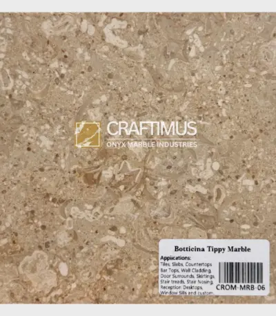 Botticina Tippy Marble, beige natural stone, ideal for tiles, slabs, and countertops. Perfect for various applications.