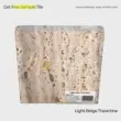 Light beige travertine tile sample for countertops, wall cladding, and flooring applications.