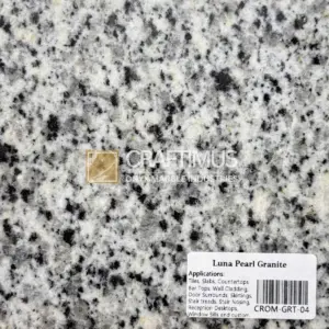 Luna Pearl Granite, gray and white speckled natural stone for countertops, tiles, and wall cladding.