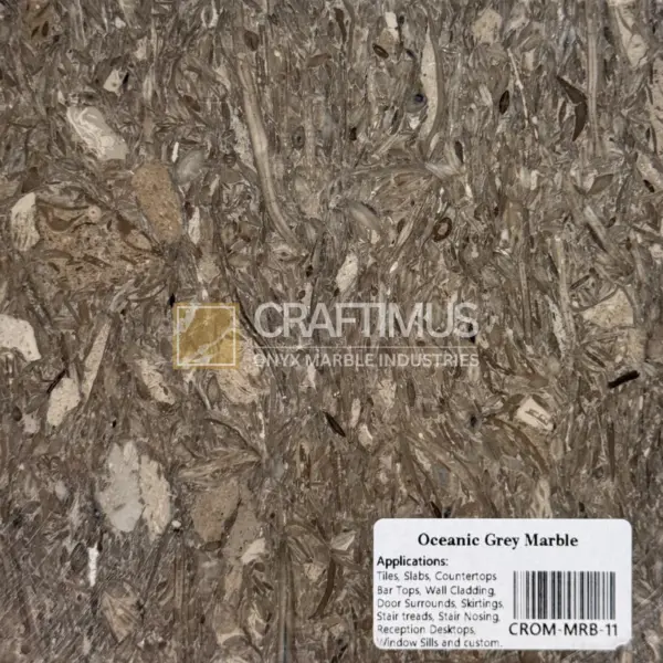 Oceanic Grey Marble, natural stone product, ideal for tiles, slabs, countertops, and wall cladding applications.