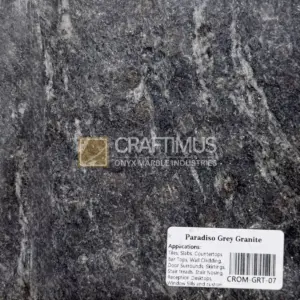 Paradiso Grey Granite slab for tiles, countertops, bar tops, and wall cladding applications.