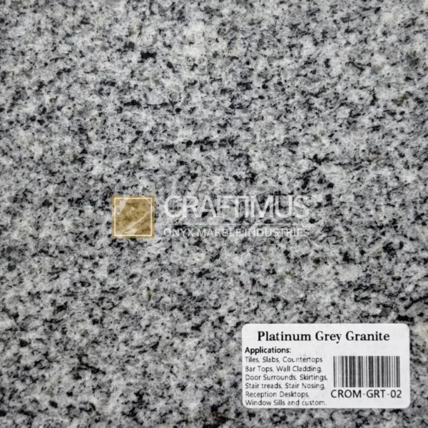 Platinum Grey Granite slab suitable for tiles, countertops, and wall cladding applications.