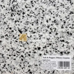 Salt and Pepper Granite slab, ideal for countertops, tiles, and wall cladding, featuring a speckled texture.