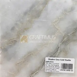 Shadow Grey Gold Marble slab, featuring elegant grey tones with gold veining, ideal for tiles and countertops.