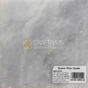 Shadow White Marble slab ideal for tiles, countertops, and wall cladding applications. Elegant light gray hue.