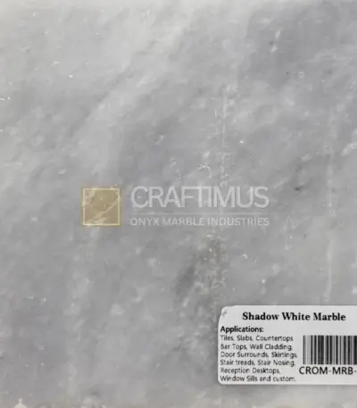 Shadow White Marble slab ideal for tiles, countertops, and wall cladding applications. Elegant light gray hue.