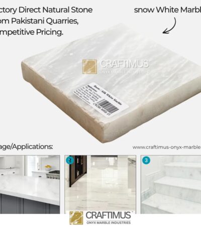 Snow White Marble natural stone slab, perfect for countertops, floor tiles, and stairings.