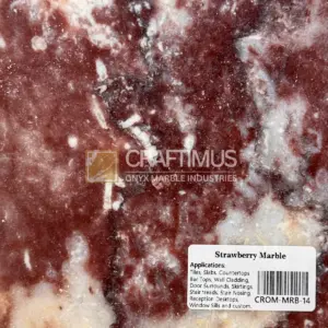 Strawberry Marble in rich red with white veining, ideal for countertops, tiles, and wall cladding.