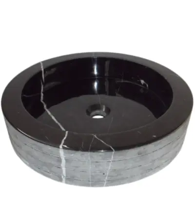 Honed Black Marble Round Sink
