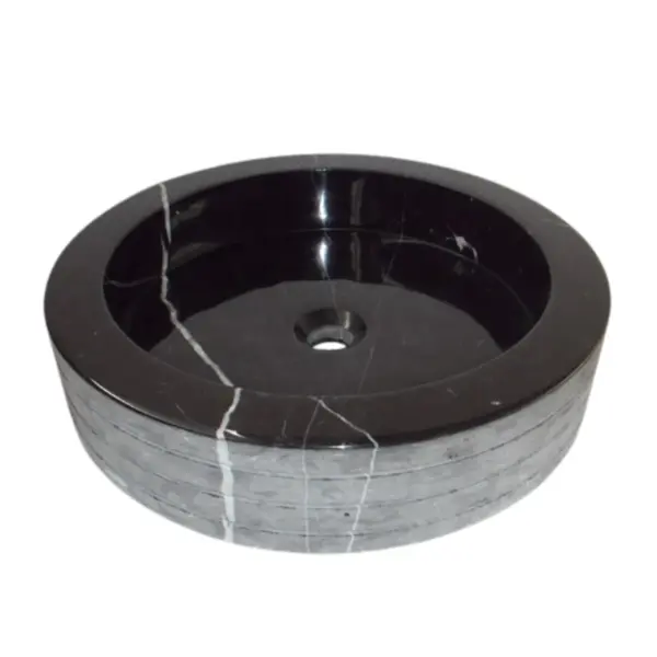 Honed Black Marble Round Sink