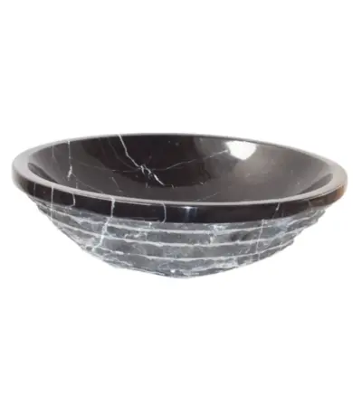 Black Marble chiselled Round Sink