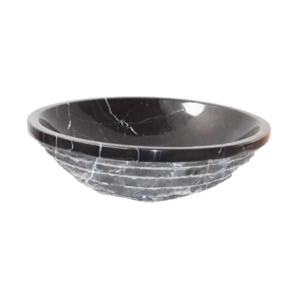 Black Marble chiselled Round Sink