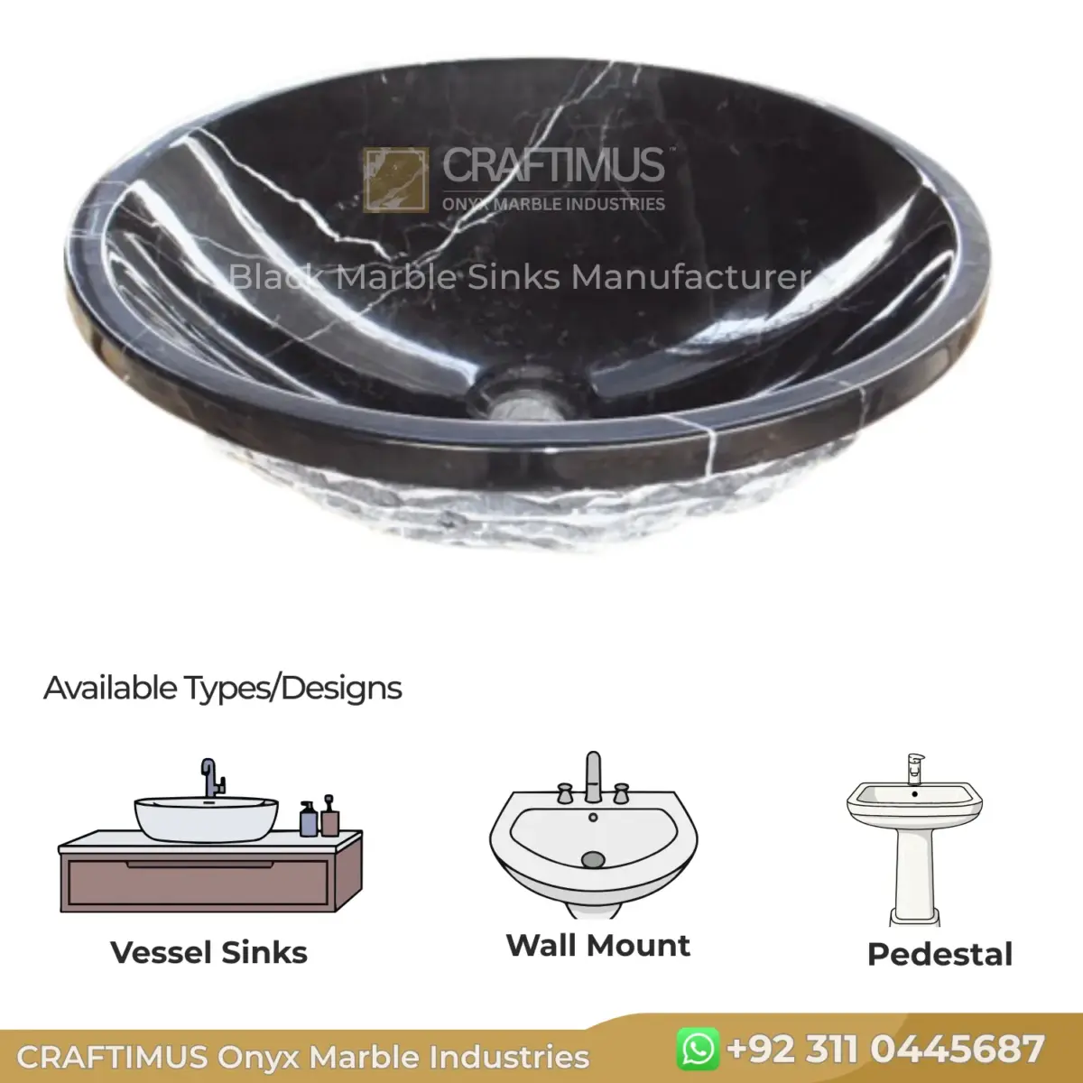 Black marble vessel sink with stylish design, perfect for modern bathrooms.