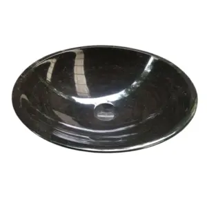 Pure Black Marble Round Bathroom Sinks