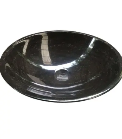 Pure Black Marble Round Bathroom Sinks
