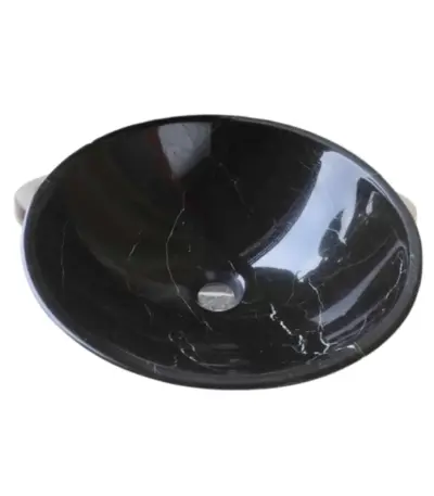 Jet Black Marble circular design vessel sink