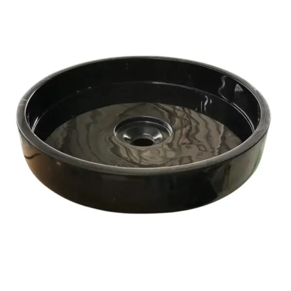 Absolute Black Marble Round Bathroom Sink