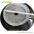 Black onyx circular table top with gray accents and measuring tape for size reference.
