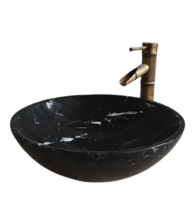 Black and White Marble Round Bowl Sink