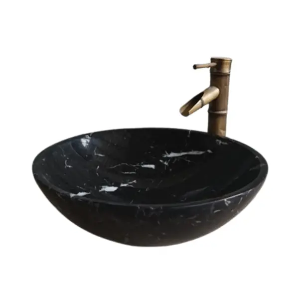 Black and White Marble Round Bowl Sink