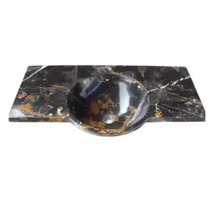 black and gold marble integrated round sink