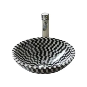 Black and White marble Mosaic design round sink
