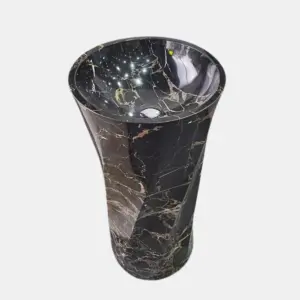 Black & Gold Marble Spiral Pedestal Sink