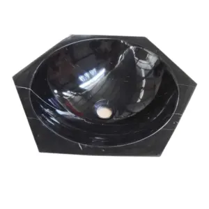 Black Marble Diamond Design Round Bathroom Sink
