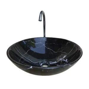 Black & White Marble above counter round sink