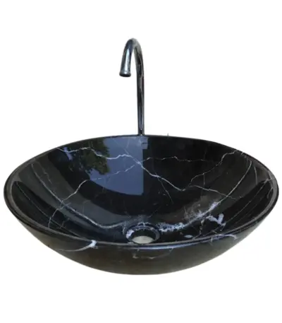 Black & White Marble above counter round sink