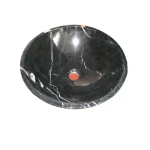 Honed Black Marble above countertop vessel sink