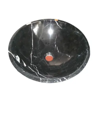 Honed Black Marble above countertop vessel sink