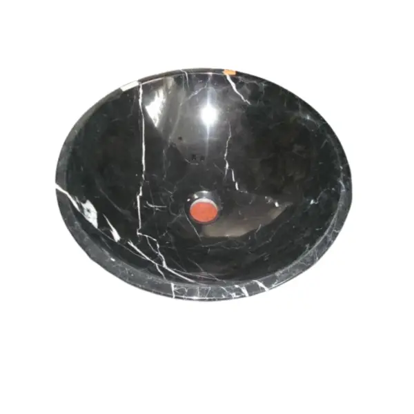 Honed Black Marble above countertop vessel sink