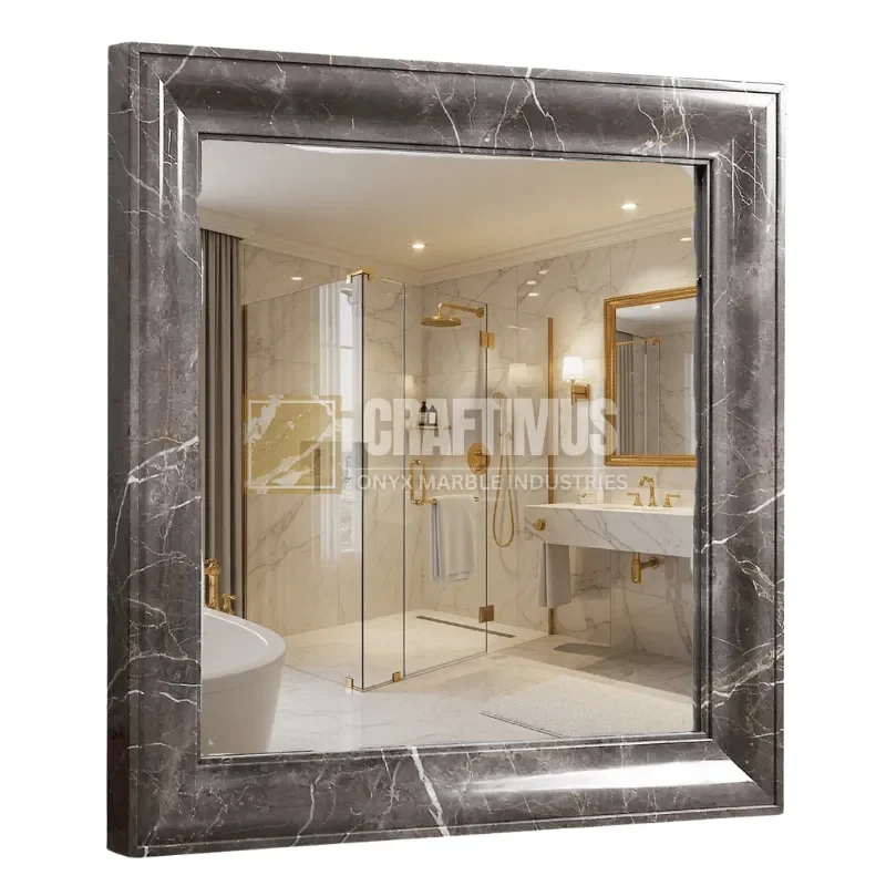marble mirror frame square shaped design white background image